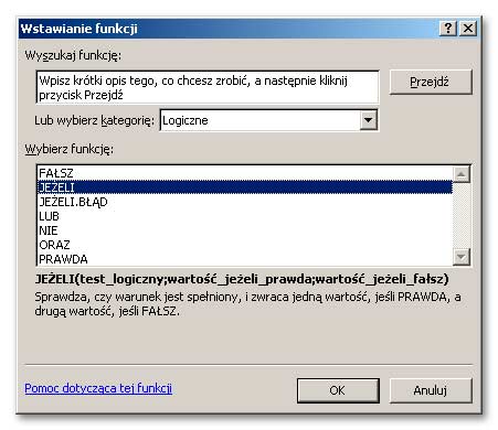 Funkcja logiczna jeżeli