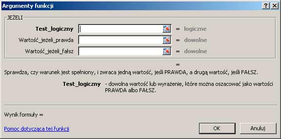 Funkcja logiczna jeżeli