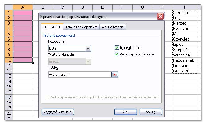 Sprawdzenie poprawności danych w Excelu