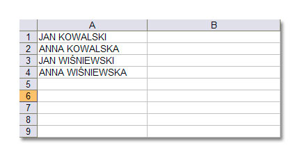 Zmiana wielkości liter w arkuszu