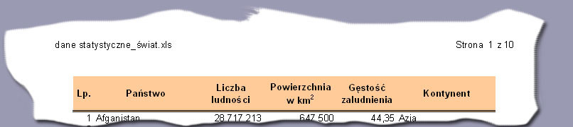 Przygotowanie arkusza do wydruku