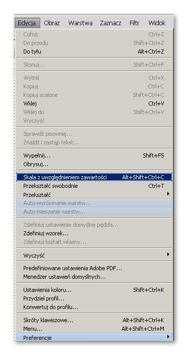 Skala z uwzględnieniem zawartości - Photoshop CS4