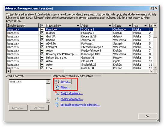 Korespondencja seryjna - word 2007