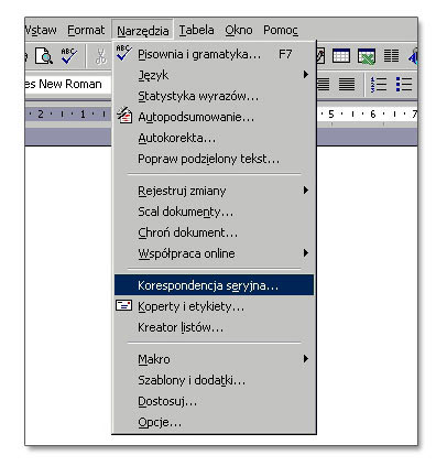 Korespondencja seryjna - word 2000