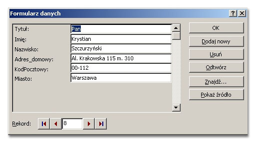 Korespondencja seryjna - word 2000