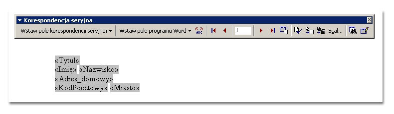 Korespondencja seryjna - word 2000