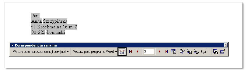 Korespondencja seryjna - word 2000