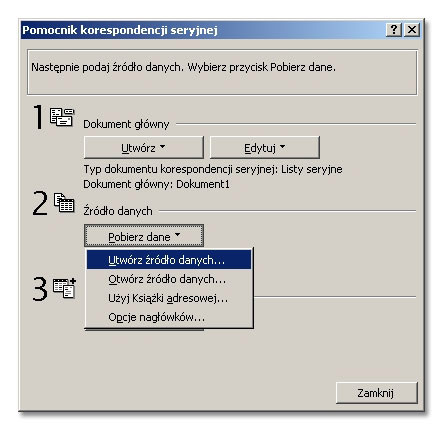 Korespondencja seryjna - word 2000