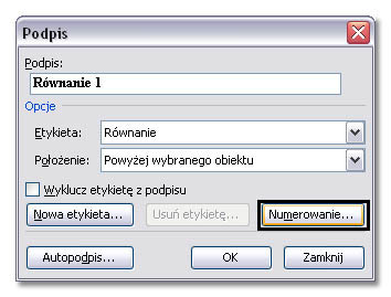 Podpisy pod obiektami