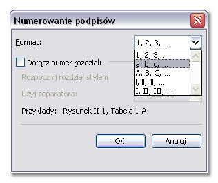Podpisy pod obiektami